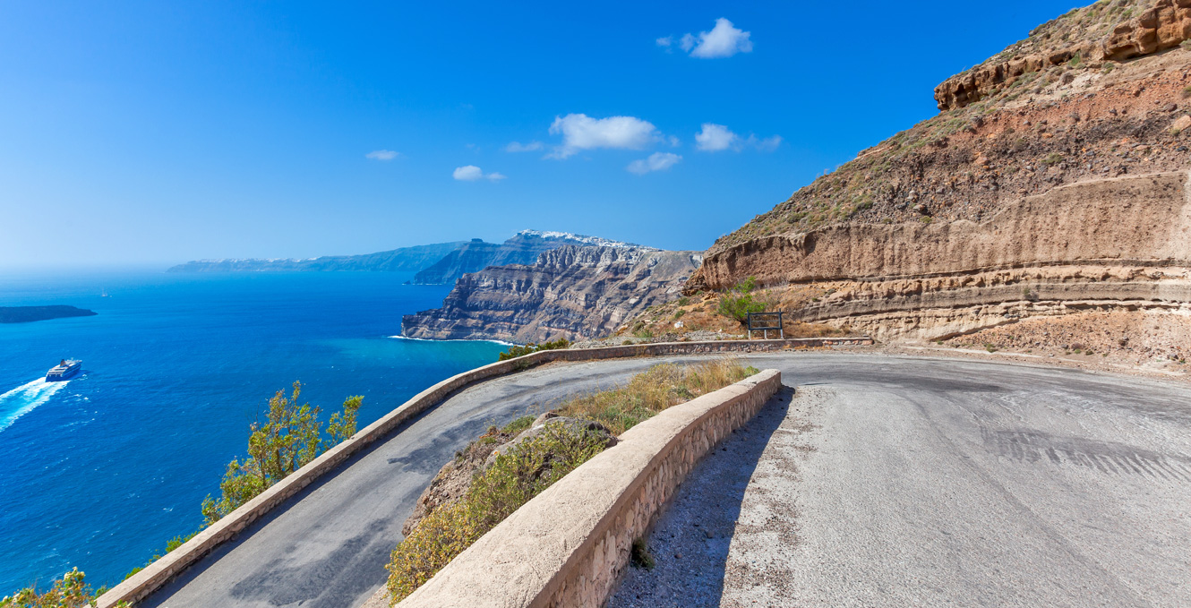 Santorini view from a road